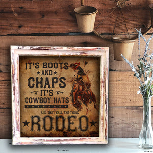 "They Call the Thing Rodeo" -Square Framed Artwork
