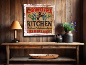 "Cowgirl Kitchen" Square Framed Artwork