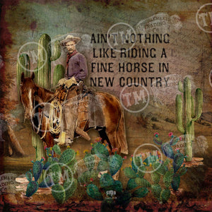 "Fine Horse in New Country" Square Artwork