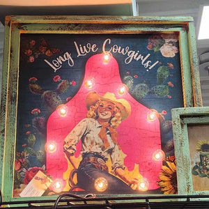 Long Live Cowgirls - 24" Square Lighted Artwork