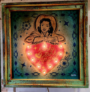 Honky Tonk Angel - 24" Square Lighted Artwork