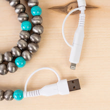 4-in-1 Beaded Charging Cable - Turquoise & Silver