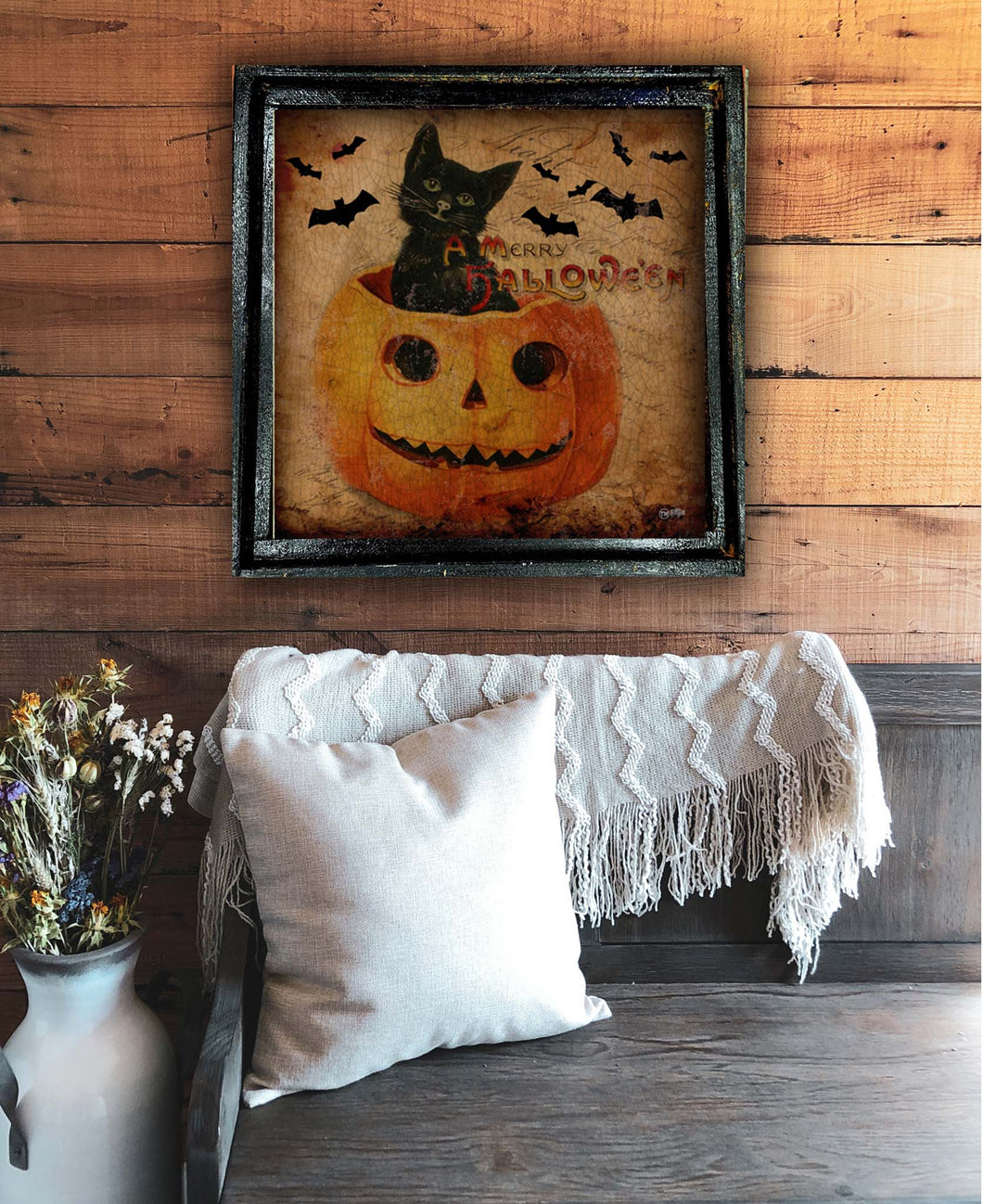 A Merry Halloween Cat - Square Framed Artwork