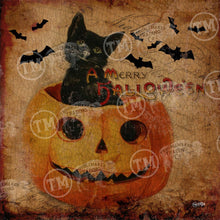 A Merry Halloween Cat - Square Framed Artwork