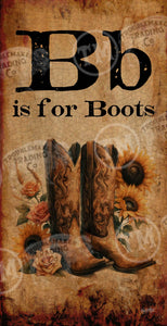 B is for Boots  - 18" x 36" Large Rectangle Artwork