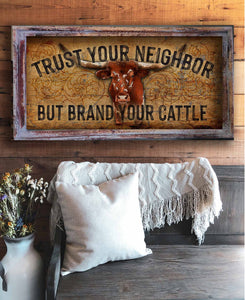 Brand Your Cattle - 18" x 36" Longhorn Large Rectangle Artwork