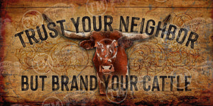 Brand Your Cattle - 18" x 36" Longhorn Large Rectangle Artwork