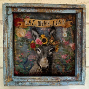 Eat, Bray, Love Donkey - 24" Square Canvas