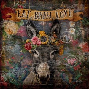Eat, Bray, Love Donkey - 24" Square Canvas
