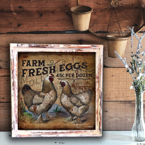 Farm Fresh Eggs - Square Framed Artwork