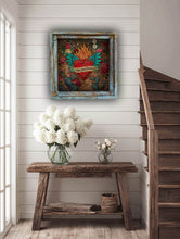Follow Your Heart (Heart with Wings) - 20" Square Canvas with Blue Frame
