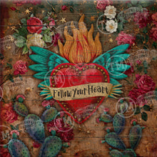 Follow Your Heart (Heart with Wings) - 20" Square Canvas with Blue Frame