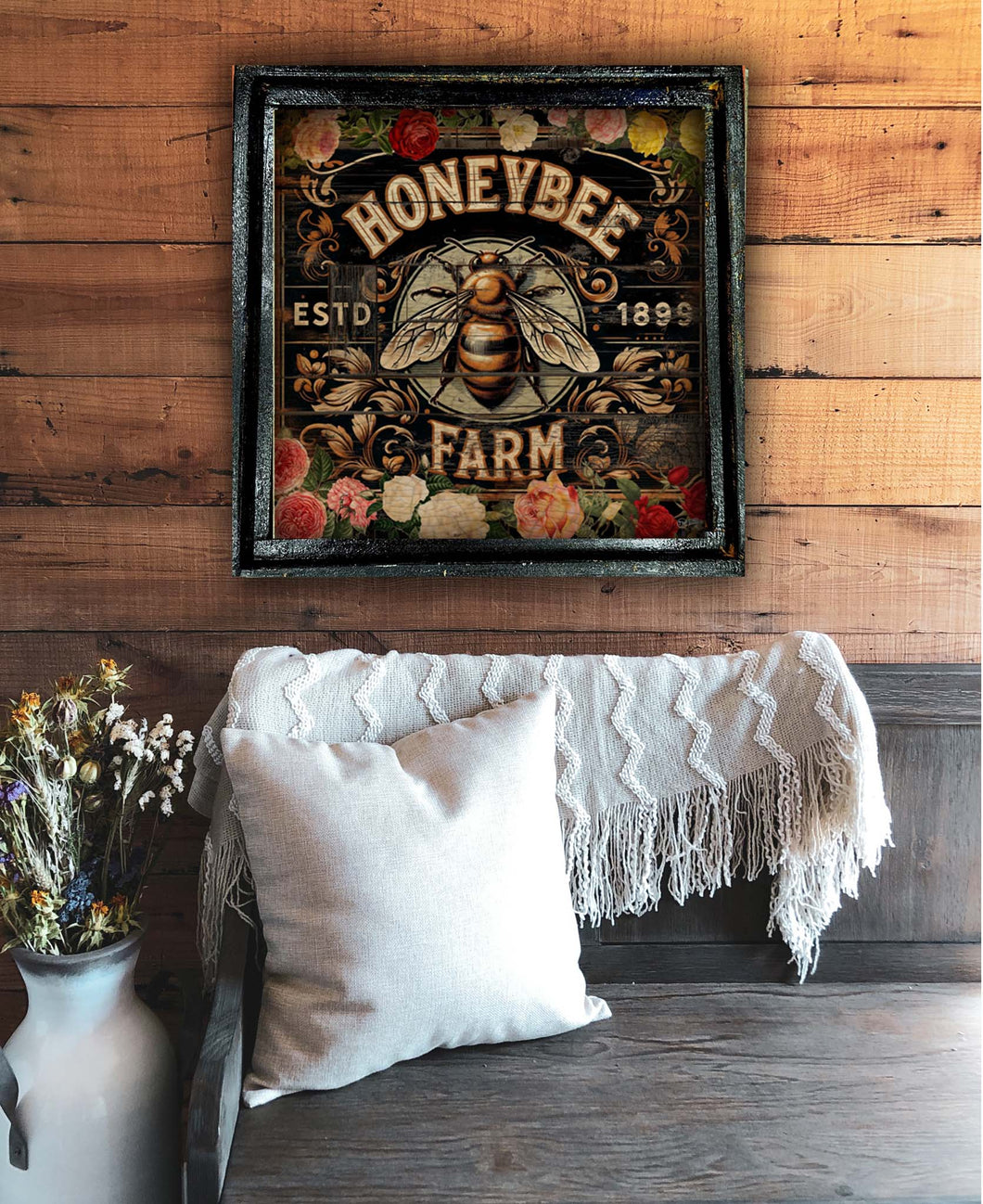 Honeybee Farm - Square Framed Artwork