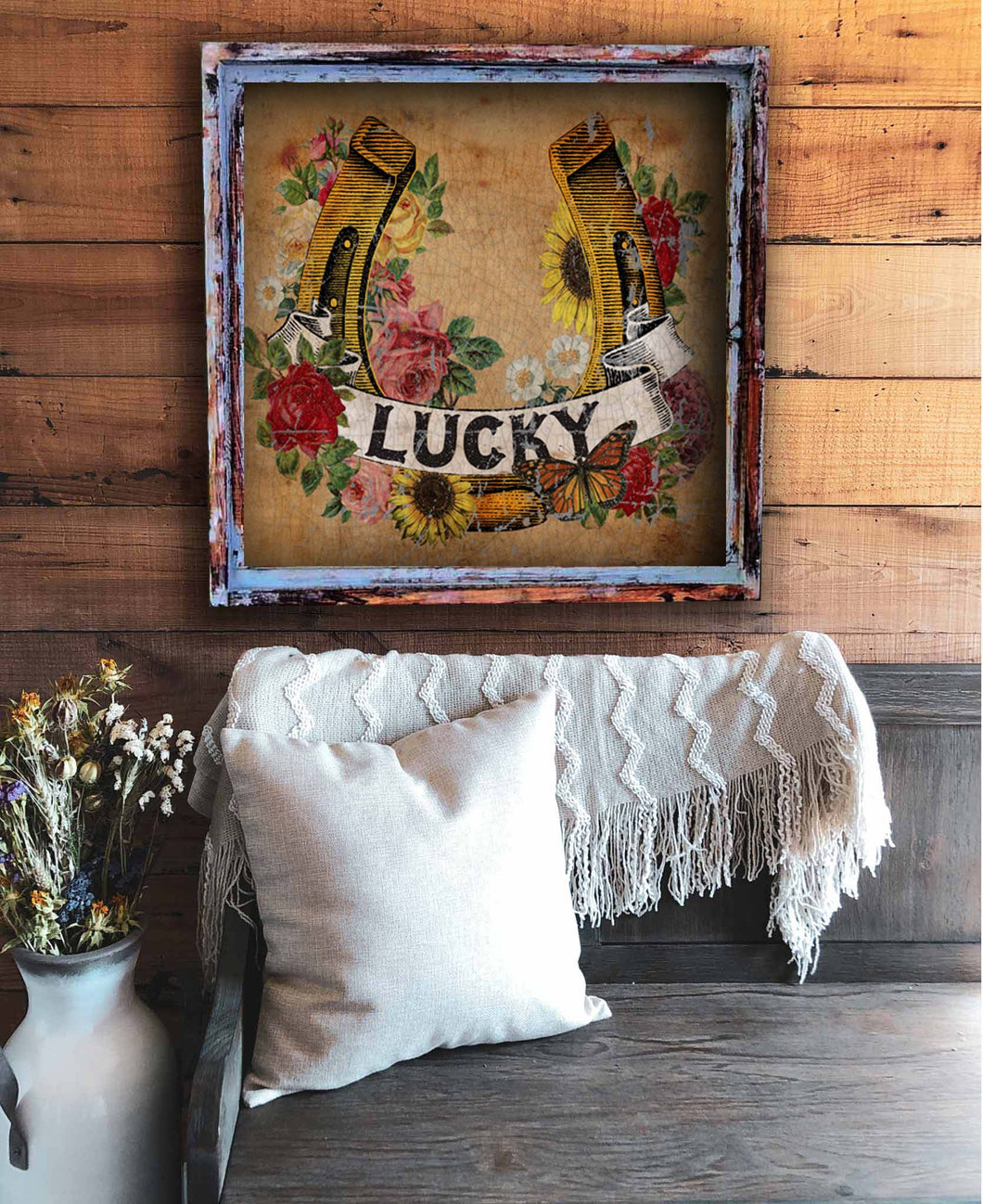 Lucky Horseshoe - Square Framed Artwork