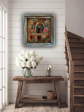 Pray for Us Sinners - 20" Square Canvas with Blue Frame