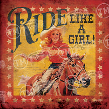 Ride Like a Girl w/Stars -Square Framed Artwork