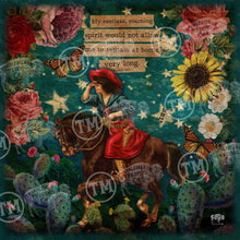 "Restless Roaming Spirit" Cowgirl  Square Artwork