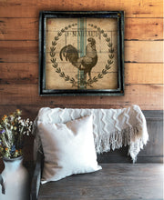 Rooster Grain Sack -  Square Framed Artwork