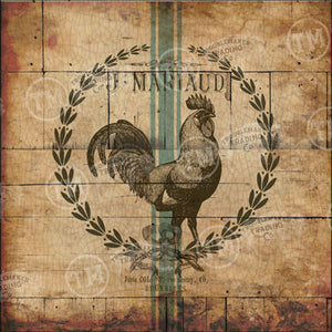 Rooster Grain Sack -  Square Framed Artwork