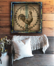 Rooster Grain Sack -  Square Framed Artwork