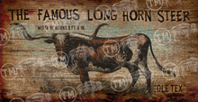The Famous Long Horn Rustic Sign - 18" x 36" Large Rectangle Artwork