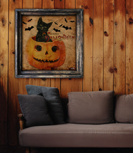 A Merry Halloween Cat - Square Framed Artwork