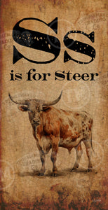 S is for Steer -  18" x 36" Rectangle Artwork