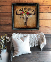 Take No Bull Longhorn Skull - Square Framed Artwork