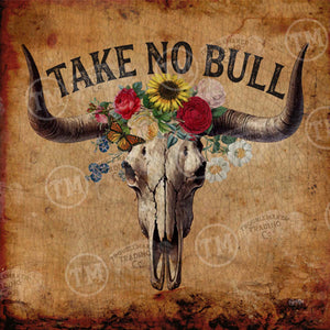 Take No Bull Longhorn Skull - Square Framed Artwork