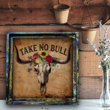 Take No Bull Longhorn Skull - Square Framed Artwork