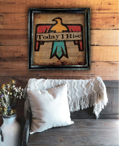 Today I Rise Thunderbird Distressed - Square Framed Artwork