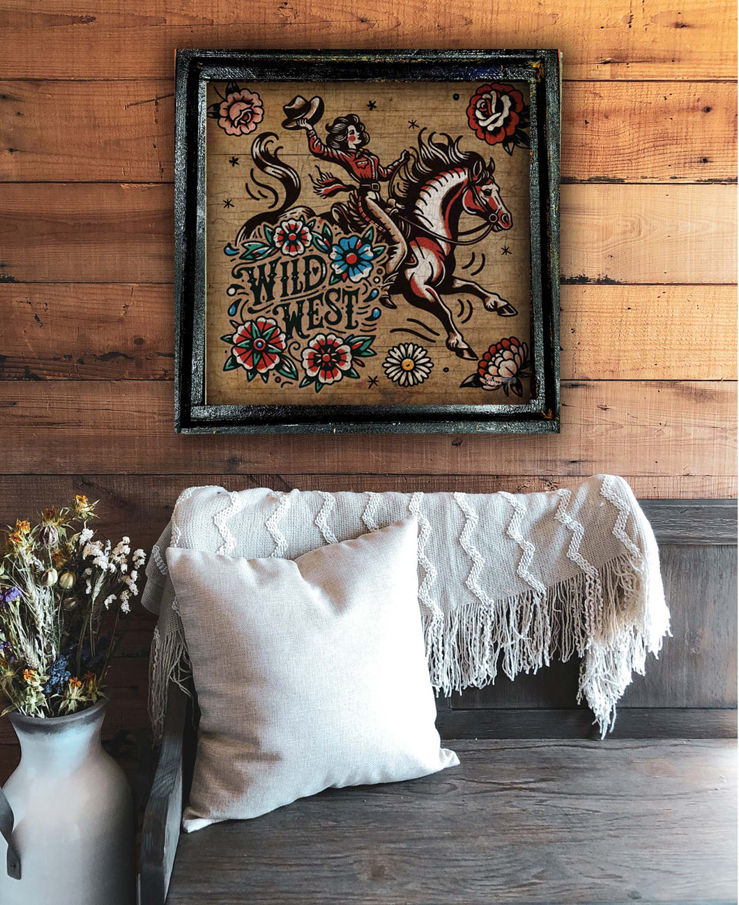 Wild West Cowgirl - Square Framed Artwork