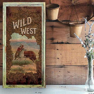 Wild West with Scrolls - 18" x 36" Large Rectangle Artwork