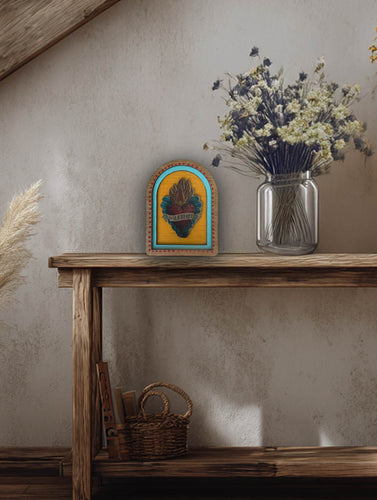 Wild Heart - 6x8 Stained Frame w/Yellow Background