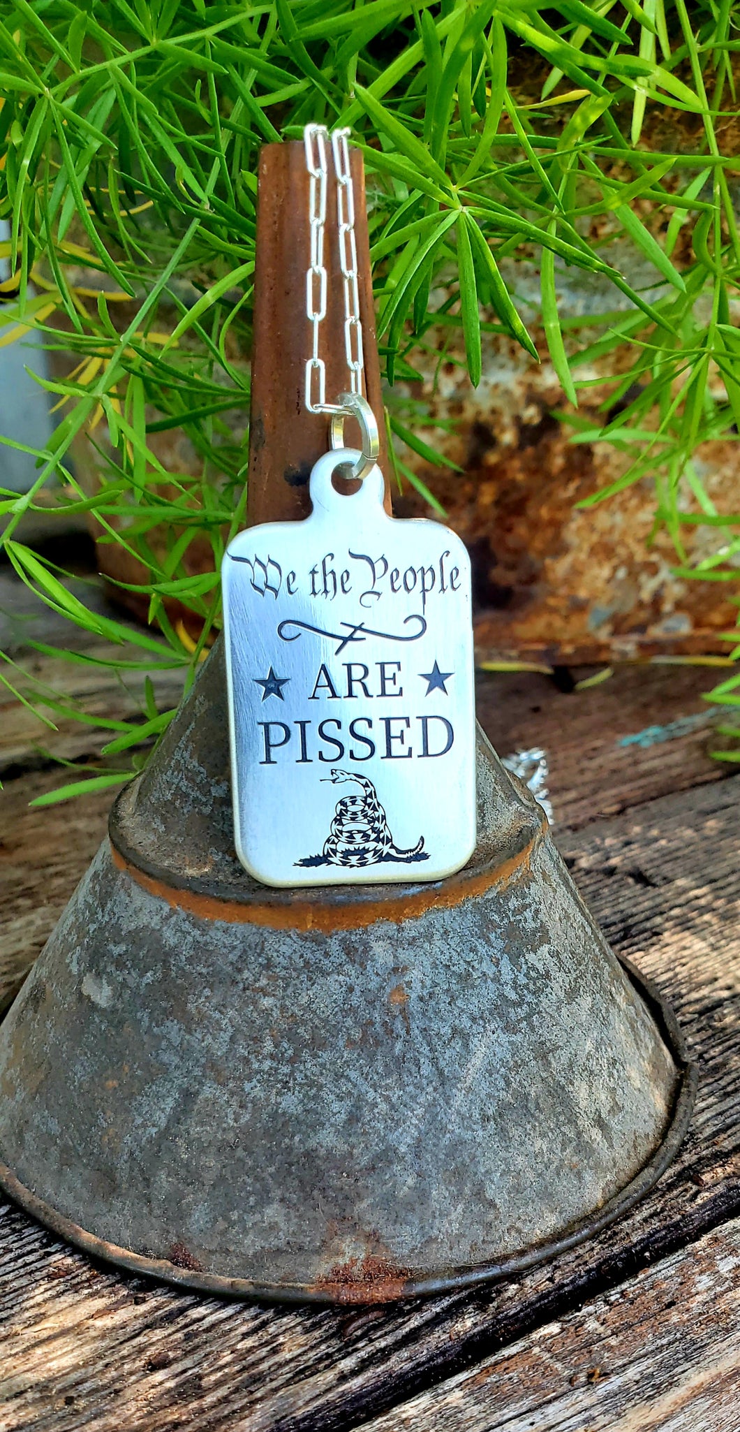 We The People Sterling Tag Pendant