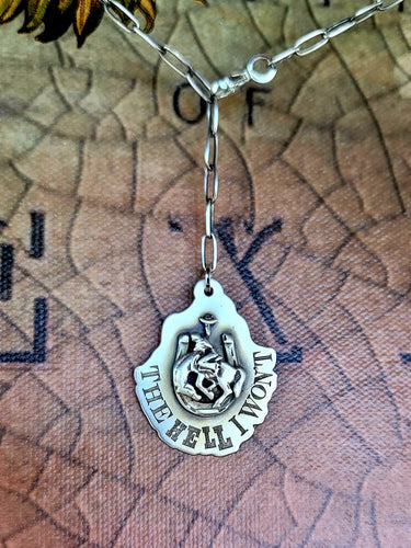 The Hell I Won't - Sterling Bucking Horse Necklace