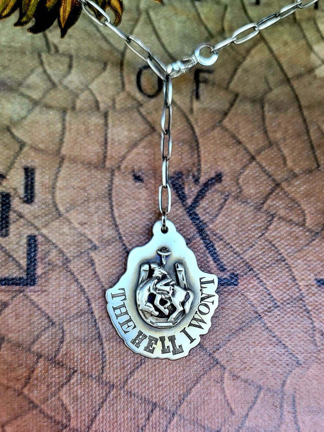 The Hell I Won't - Sterling Bucking Horse Necklace