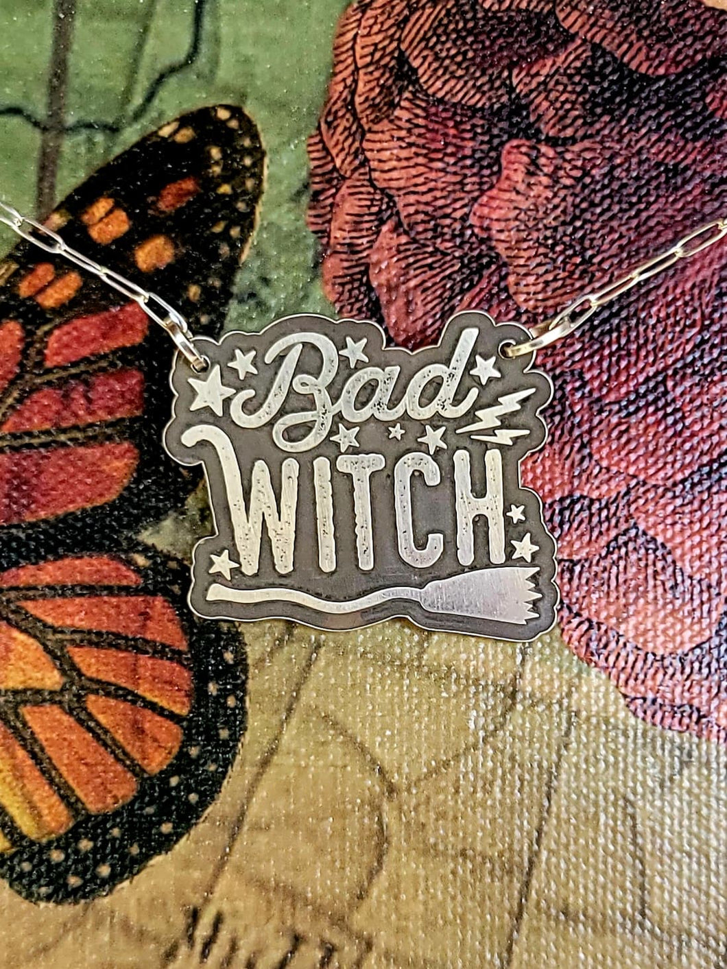 Bad Witch  - Sterling Silver Pendant Necklace