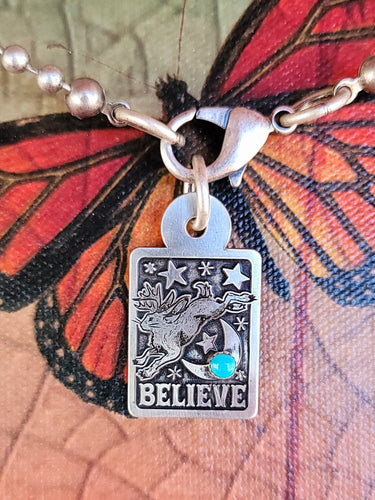 Believe Jackalope - Sterling Silver Pendant Necklace