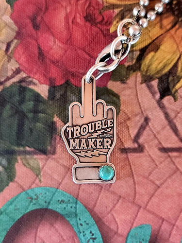 Troublemaker Middle Finger - Sterling Silver Pendant Necklace