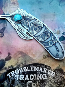 Feather Hat Pin with Turquoise