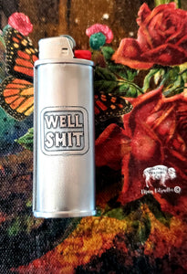 Well Shit - Silver Metal Bic Lighter Case