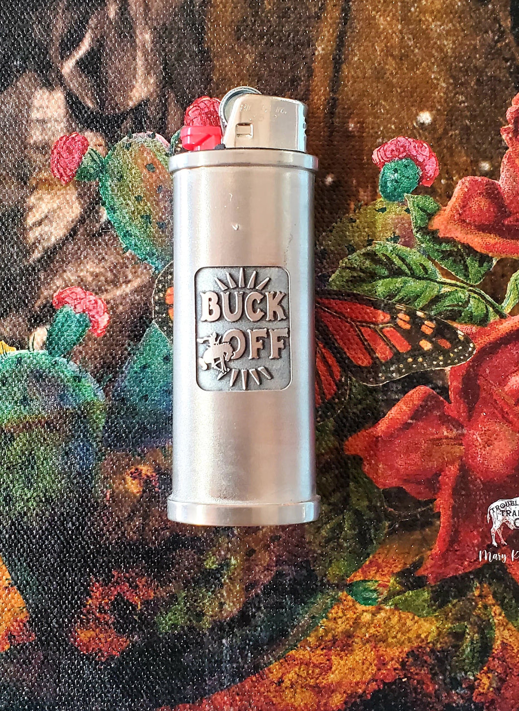 Buck Off - Silver Metal Bic Lighter Case