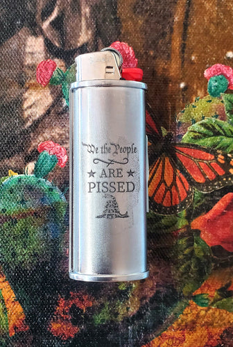We the People - Silver Metal Bic Lighter Case