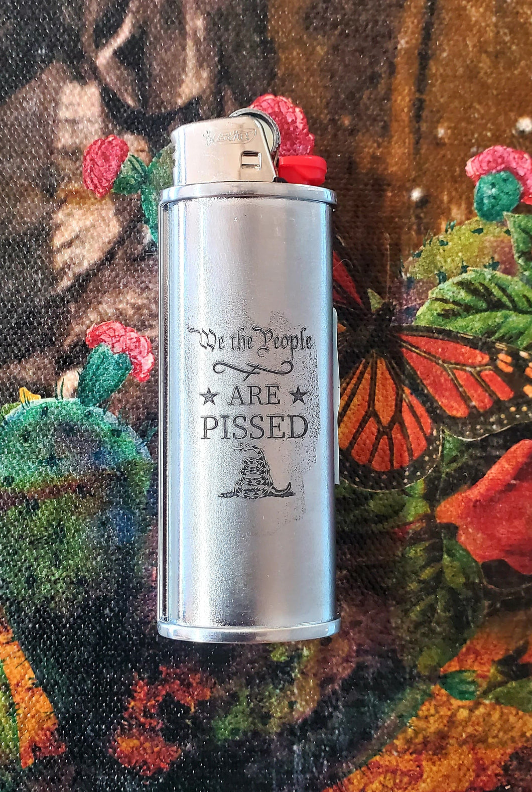 We the People - Silver Metal Bic Lighter Case
