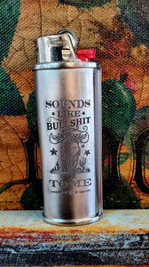 Silver Metal Bic Lighter Case "Sounds like BS"