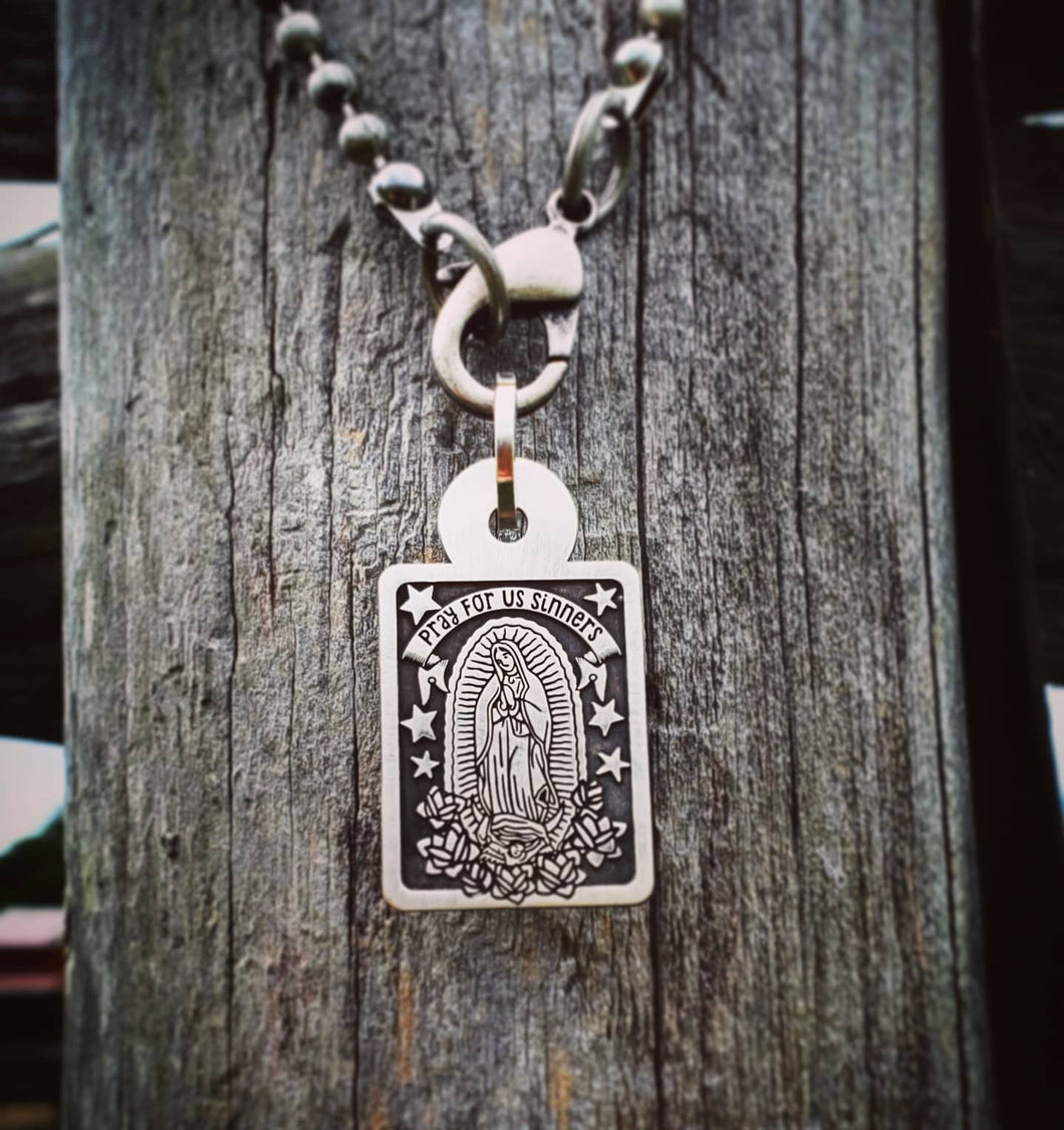 Pray for us Sinners - Sterling Silver Pendant Necklace