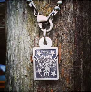 Bull Skull - Sterling Silver Pendant Necklace