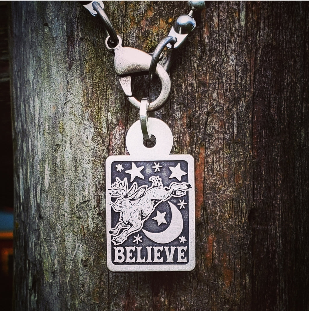 Jackalope - Sterling Silver Pendant Necklace