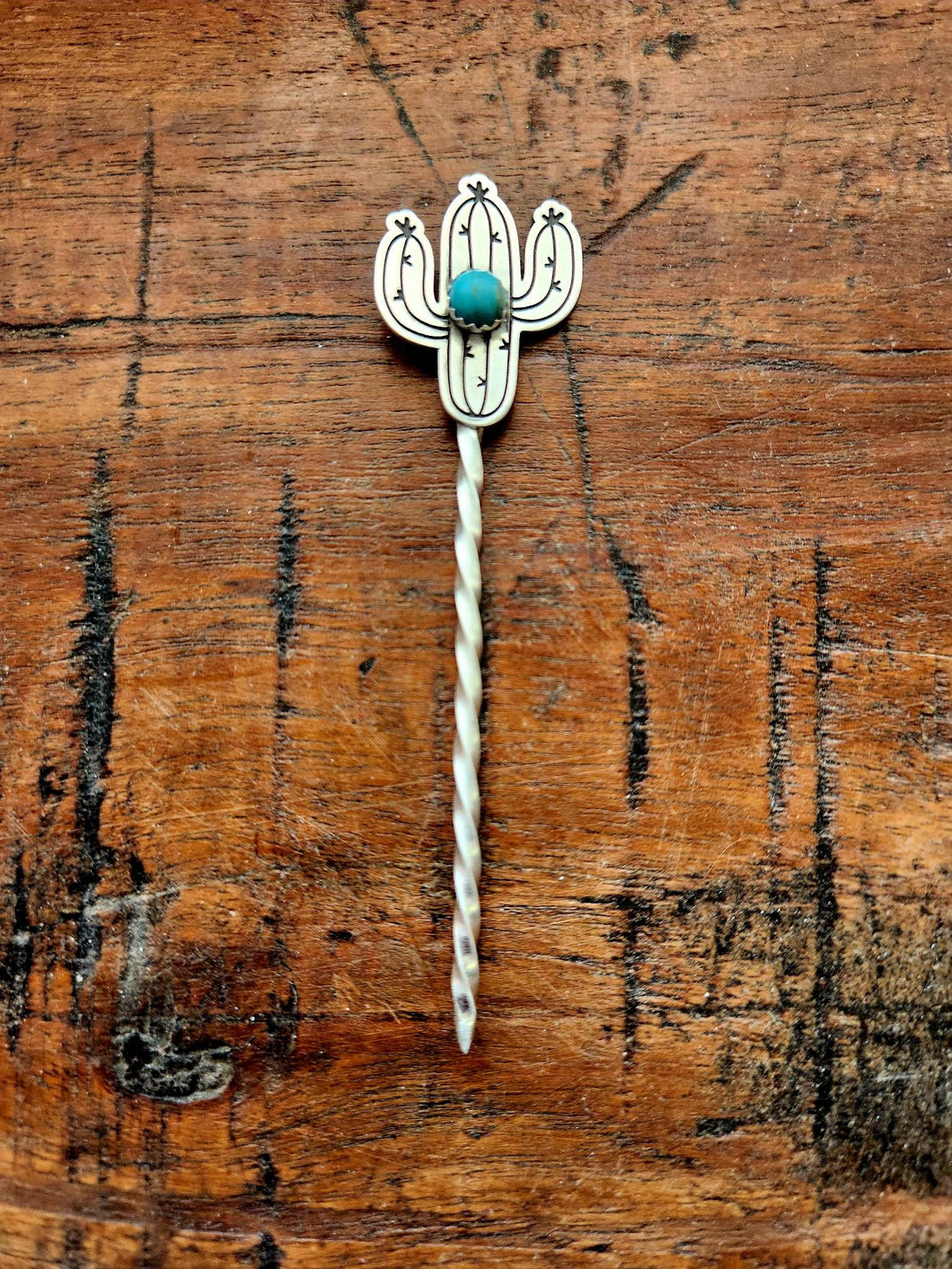 Sterling Silver Cactus Toothpick with Turquoise